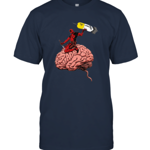 Deadpool Marvel Riding a Brain T Shirt Unisex T-Shirt