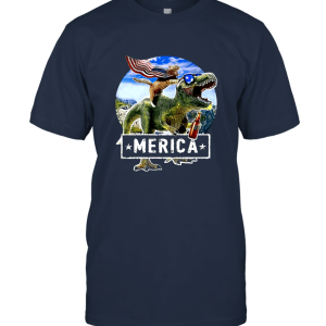 Dinosaur Merica T Rex Cat 4th of July American Flag Unisex T-Shirt