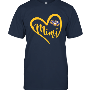 FanPrint Heart Grandma  Mimi LSU Tigers  Official Sports Apparel Unisex T-Shirt