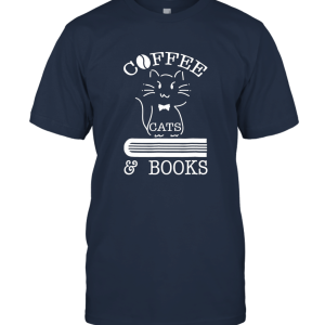 Funny Coffee Cat and Book Unisex T-Shirt