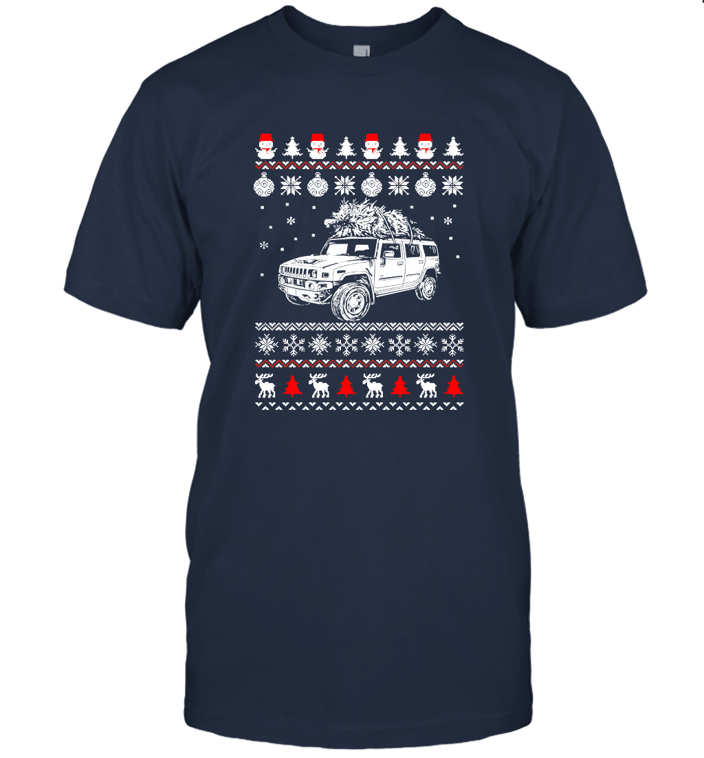 Hummer H2 Brings Christmas Home Ugly Sweater Unisex T-Shirt