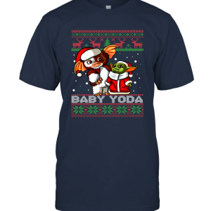 Mandalorian Baby Yoda Watching Movie Christmas Unisex T-Shirt