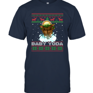 Mandalorian Baby Yoda Watching Movie Merry Christmas Merry Xmas Unisex T-Shirt
