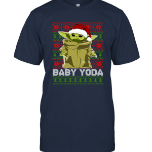 Mandalorian Baby Yoda Watching Movie Merry Christmas Unisex T-Shirt