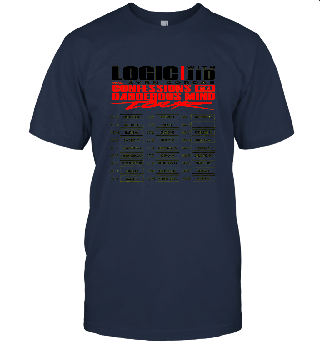 LogicThe Confessions of a Dangerous Mind t shirt tour 2019 with J.I.D back Unisex T-Shirt