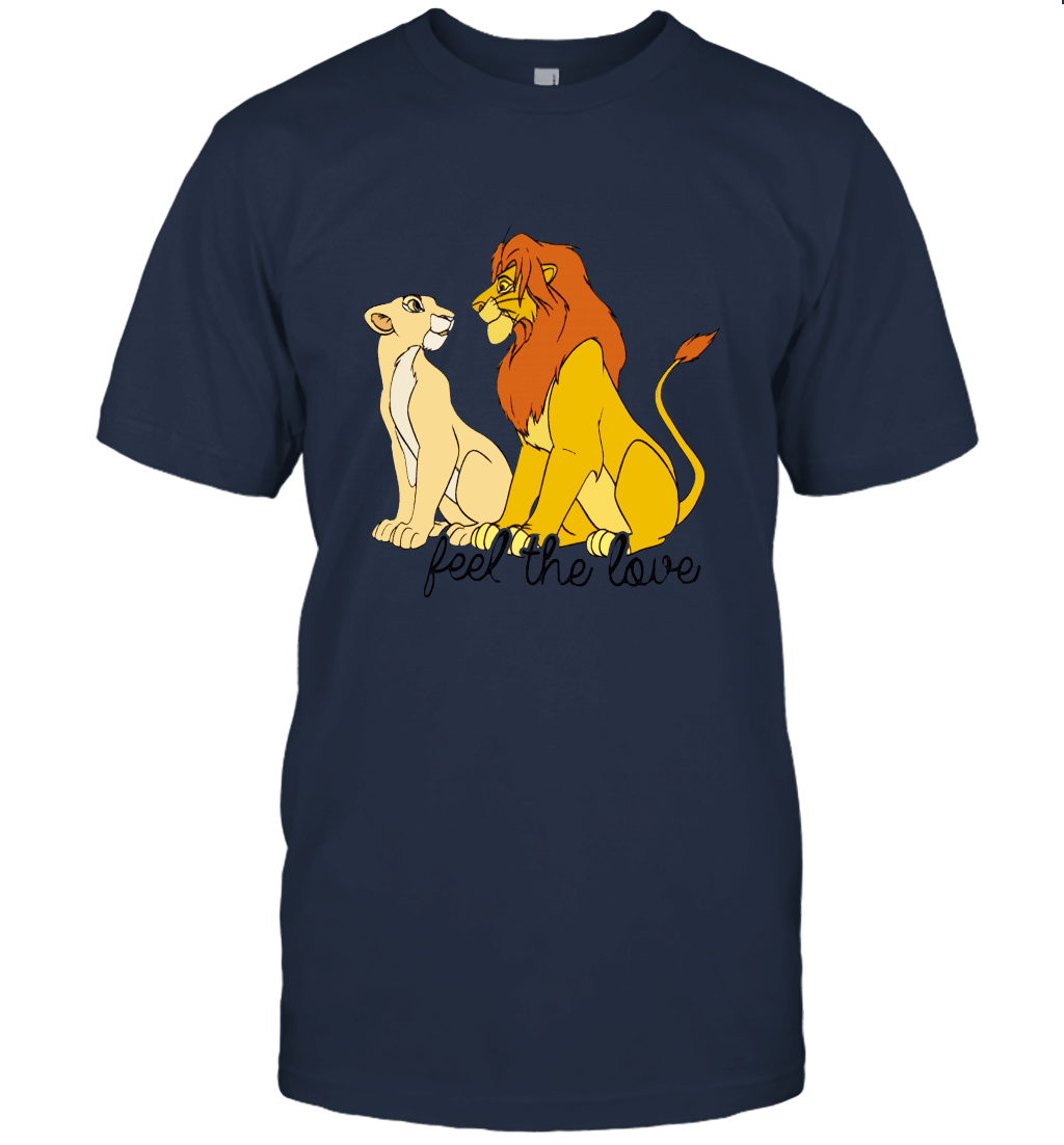 Lion King Simba Nala Feel The Love Graphic V Neck Tee Unisex T-Shirt