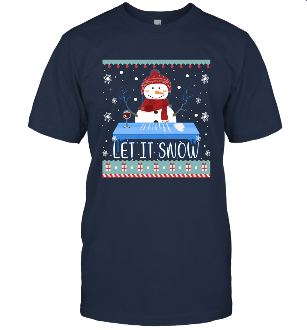 Let It Snow Santa Cocaine Snowman Xmas Unisex T-Shirt