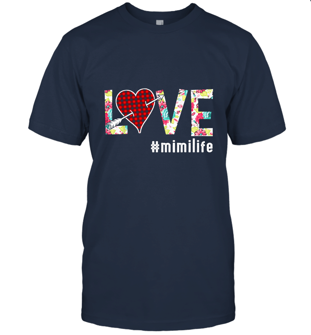 Love Mimi life #mimilife Buffalo Plaid Heart Floral T Shirt Unisex T-Shirt