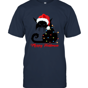 Merry Fluffmas Cats With Santa Hat Merry Christmas Gifts No Flashing Unisex T-Shirt
