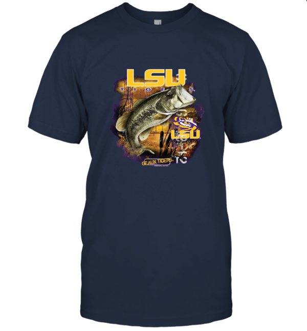New World Graphics NCAA  LSU Bass Fishing T Shirt Unisex T-Shirt