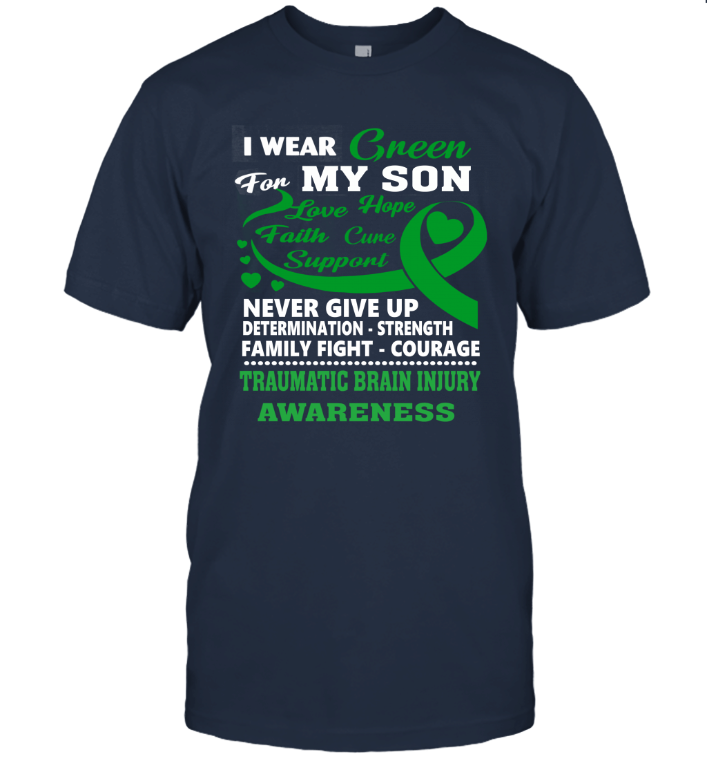Never give up TBI Augustshirt shirt Wear Green for my Son Unisex T-Shirt