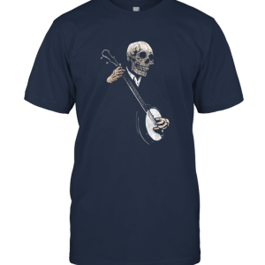 Novelty Skull Play Banjo Blues Custom T Shirts O Neck Unisex T-Shirt