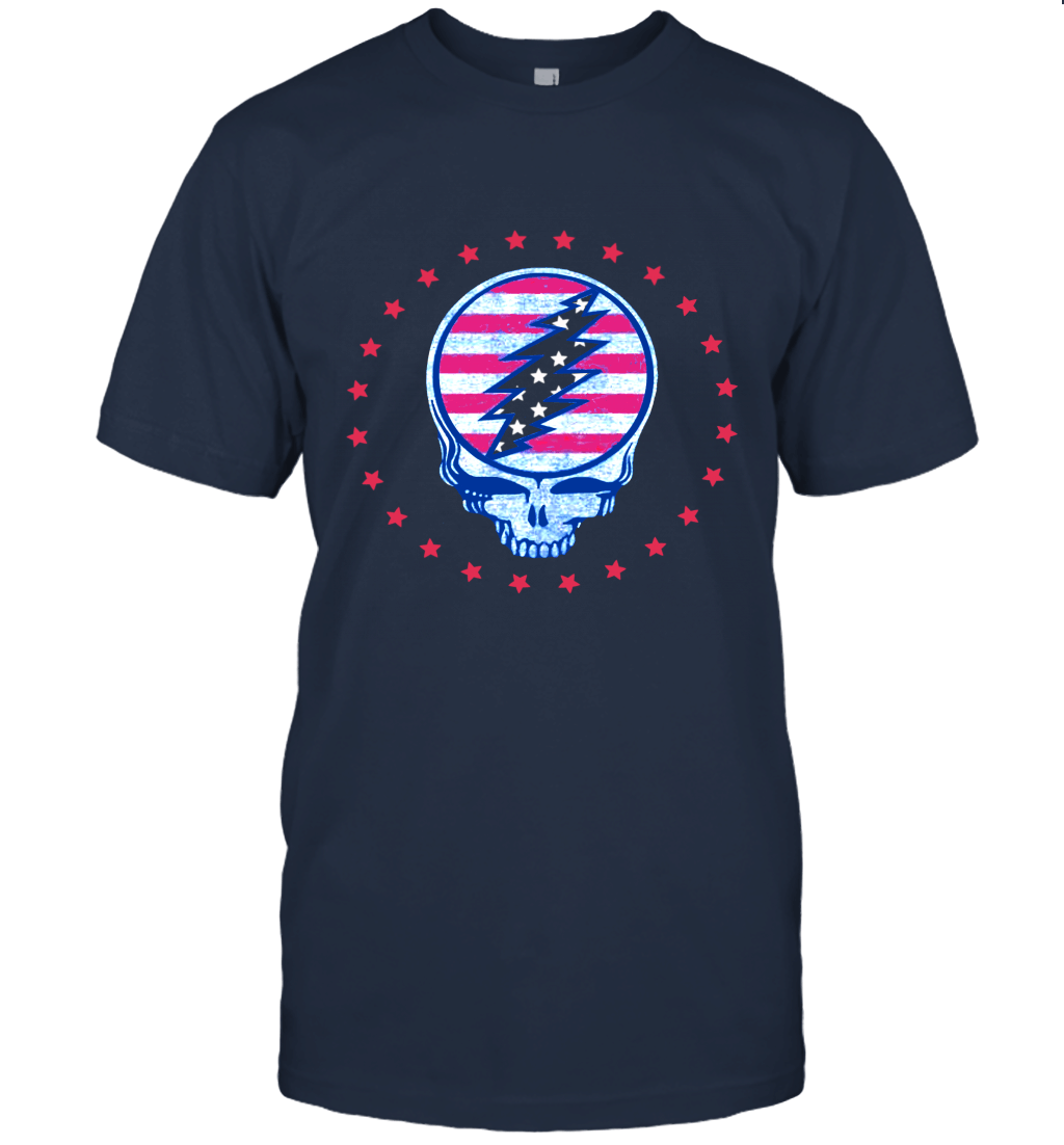 Ripple Junction Grateful Dead Adult Unisex Patriotic SYF Reverse Light Weight Crew T Shirt Unisex T-Shirt
