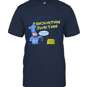 Schoolhouse Rock Conjunction Junction Royal Blue Heather Adult T shirt Tee Unisex T-Shirt