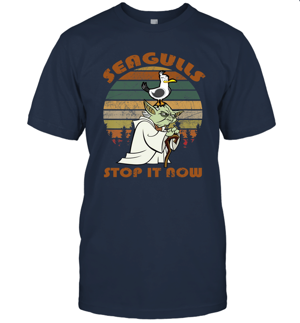 Seagulls Stop It Now Vintage Beach Unisex T-Shirt
