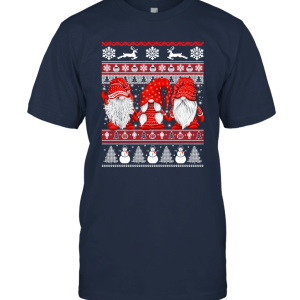 Three Gnomes In Red Costume Christmas Christmas is Gnoming Unisex T-Shirt