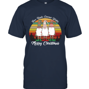 Three Nordic Gnomes Winter Christmas Swedish Cute Elves Retro Unisex T-Shirt
