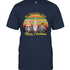 Three Nordic Gnomes Winter Christmas Swedish Tomte Elves Best Gift Idea Christmas Retro Unisex T-Shirt