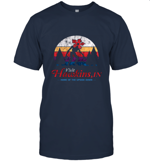 Visit Hawkins  Vintage Distressed  Demogorgon  Stranger Things Slim Fit Unisex T-Shirt