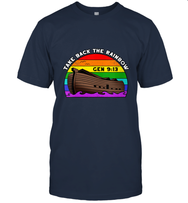 Womens Noah's Ark Genesis Taking Take Back The Rainbow V Neck T Shirt Unisex T-Shirt