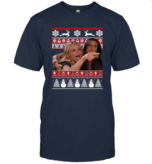Angry Women Yelling At Confused Cat At Dinner Table Meme Christmas Gift Unisex T-Shirt