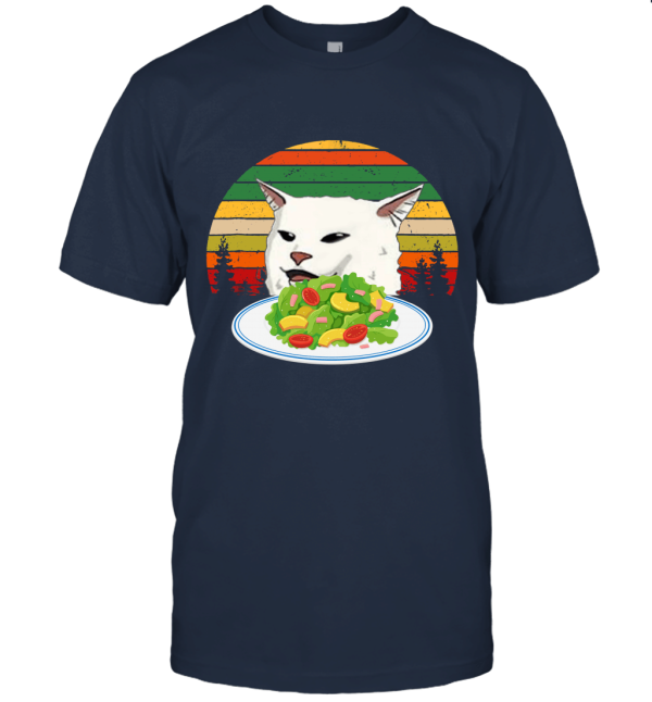 Angry Women Yelling At Confused Cat At Dinner Table Meme Unisex T-Shirt