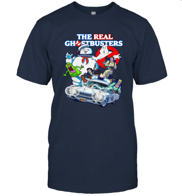 American Classics Real Ghostbusters TV Series GB Collage Navy Adult T Shirt Unisex T-Shirt