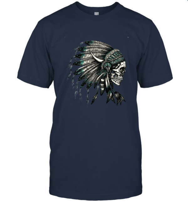 Amdesco Native American Chief Skull Buffalo Headdress Unisex T-Shirt