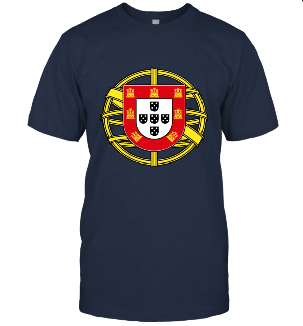 Amdesco Junior's Coat of Arms of Portugal Portuguese Pride V Neck T Shirt Unisex T-Shirt