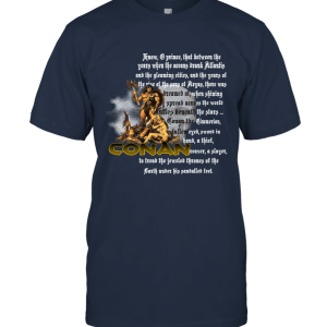 Conan the Barbarian Silver Text Skull Black T Shirt Tee Unisex T-Shirt