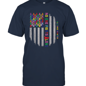 Clothing No One Fights Alone All Cancers Matter USA Ribbon Flag Tee Unisex T-Shirt