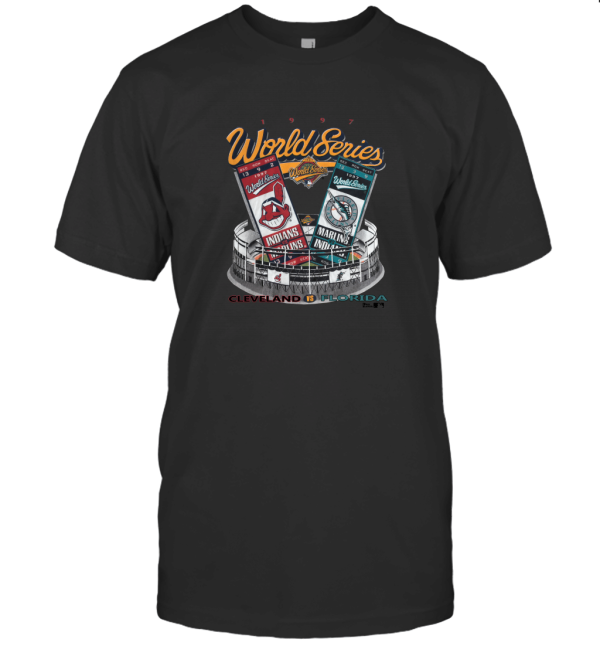 VINTAGE baseball 1997 World Series Florida Marlins VS cleveland indians T-Shirt