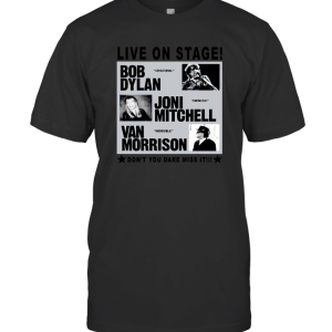 Tour Shirt Bob Dylan Joni Mitchell Van Morrison WHITE T-Shirt