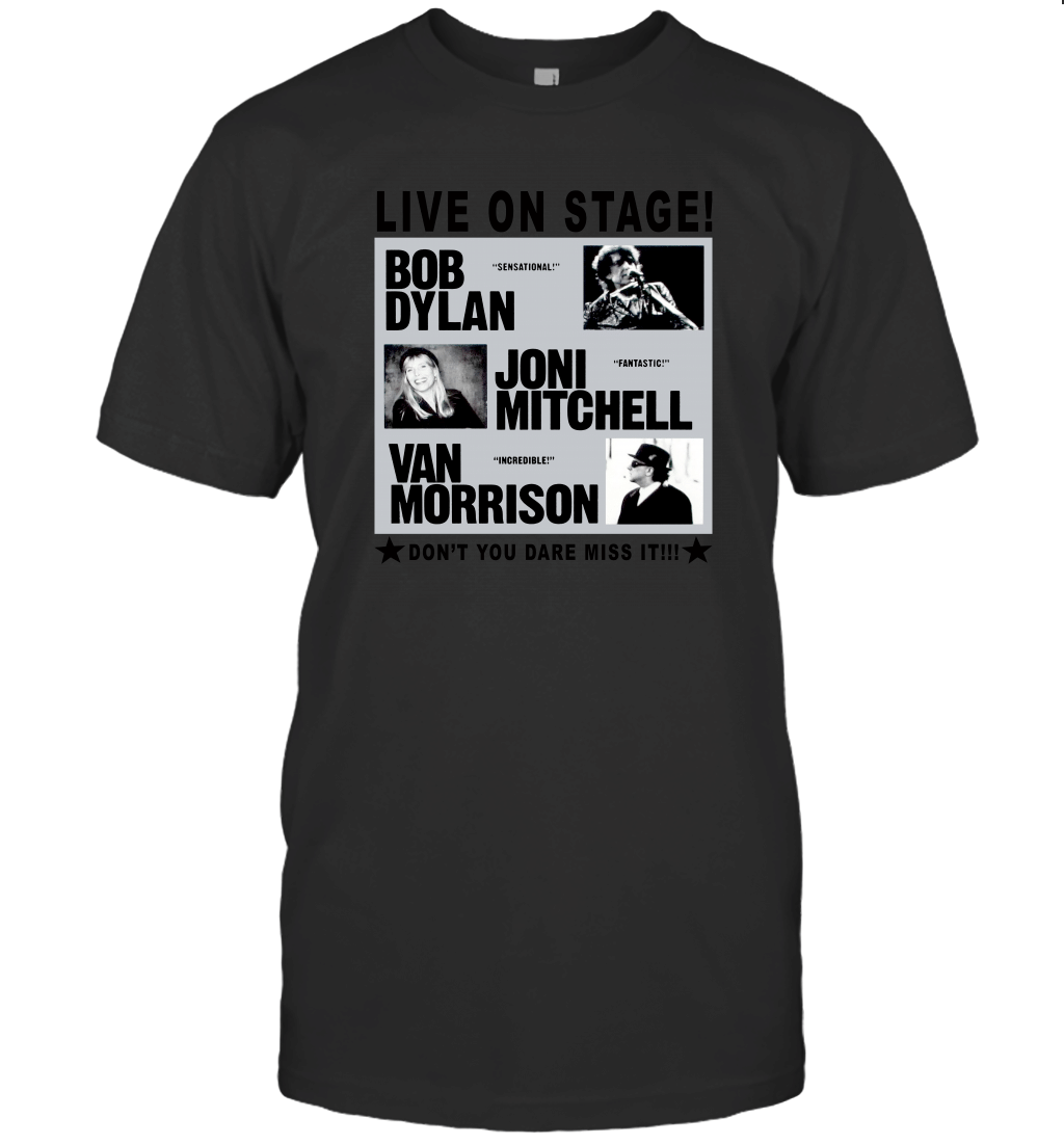 Tour Shirt Bob Dylan Joni Mitchell Van Morrison WHITE T-Shirt