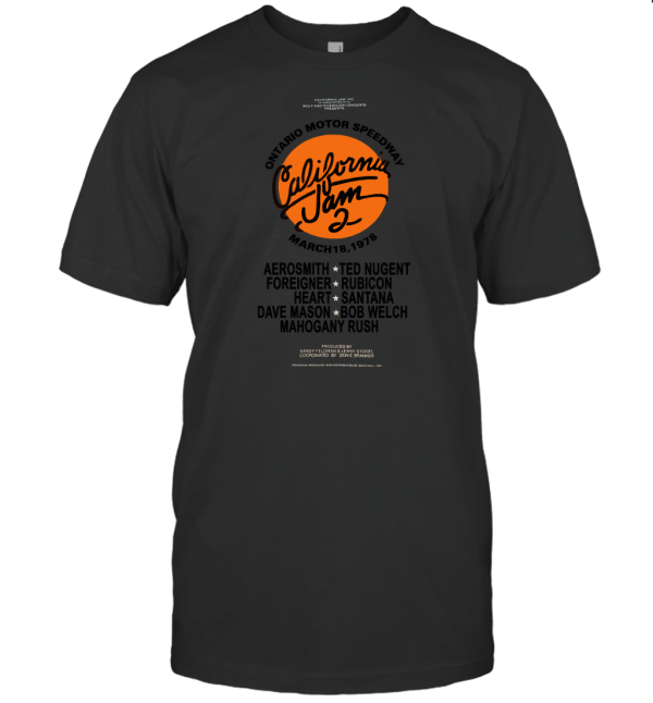 Vintage 70s California Jam 2 Rock Concert Festival T shirt 1978 Ontario Motor Speedway back T-Shirt