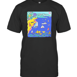 Vintage 80s 90s Ken Done Rainbow Palm Tree Sailboat Tropical T-Shirt