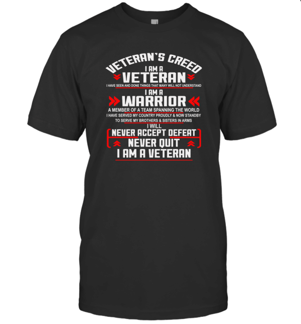 Veterans Warrior Veteran's Creed T-Shirt