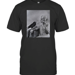 Tippi Hedren having her cigarette lit by a crow on the set of The Birds T-Shirt
