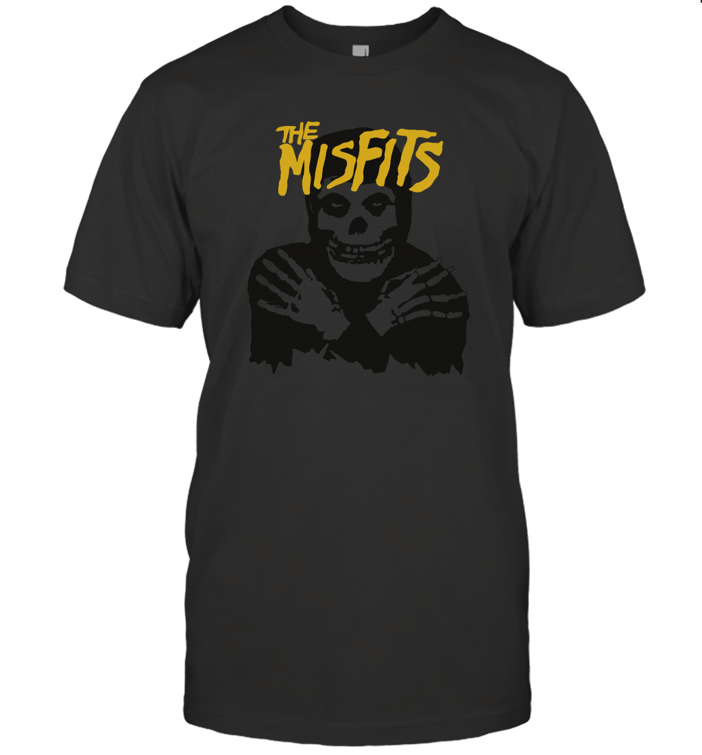 The Misfits Classic Skull Yellow Logo Fitted Jersey T-Shirt