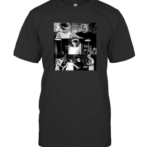 Womens ROCKSTAR Frankenstein Bride Photo Collage Horror Movies T-Shirt