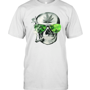 Weed Cannabis Marijuana Smoking Skull T-Shirt