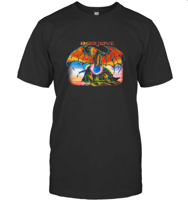 90s Bon Jovi Dragon europe tour anytime anywhere vintage band T-Shirt