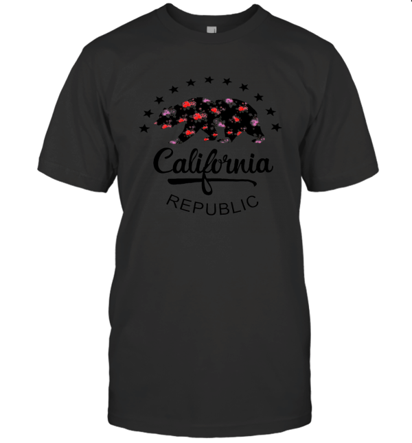 Tees geek California Republic Floral Bear T-Shirt