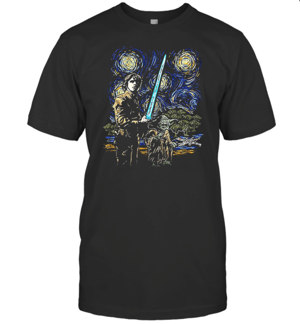 Star Wars Starry Night Luke Skywalker Yoda X Wing Van Gogh 688 T-Shirt