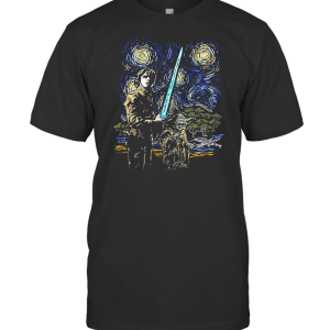 Star Wars Starry Night Luke Skywalker Yoda X Wing Van Gogh T-Shirt