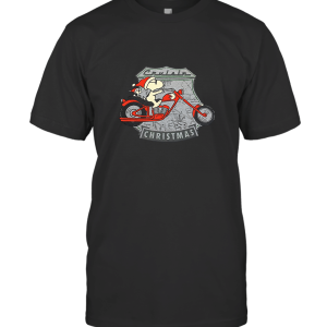 Snoopy Woodstock Motorcycle Cruisin Christmas T-Shirt