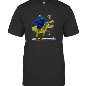 SESAME STREET COOKIE MONSTER ON DINOSAUR REX IN SPACE T-Shirt