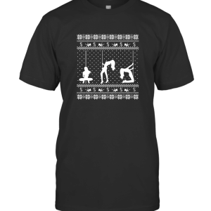 Old Glory Stripper Silhoutte Ugly Christmas Sweater Dark Green T-Shirt