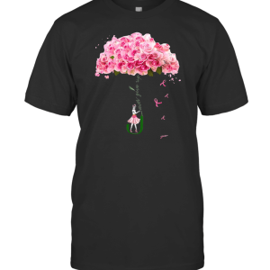 NEVER GIVE UP BREAST CANCER ROSES FLOWER UMBRELLA PINK T-Shirt