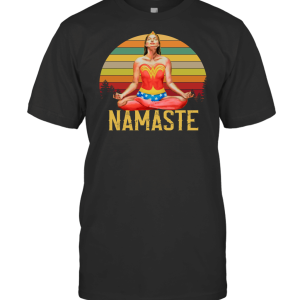 Namaste Wonder Woman Vintage Retro Yoga Meditation T-Shirt